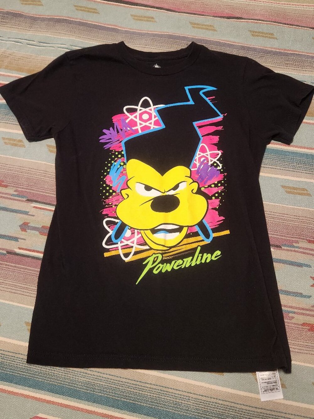 Disney Parks A Goofy Movie Neon Powerline T Shirt Black- Small